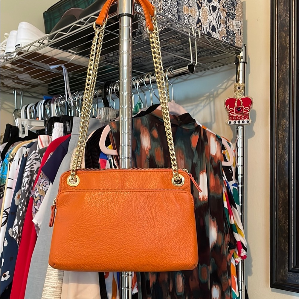 Valentina Orange Gold Structured Shoulder Bag NEVER USED!